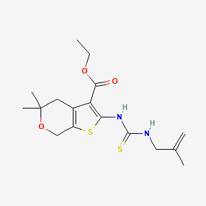 ETHYL 5,5-DIMETHYL-2-{[(2-METHYLPROP-2-EN-1-YL)CARBAMOTHIOYL]AMINO}-4H,5H,7H-THIENO[2,3-C]PYRAN-3-CARBOXYLATE