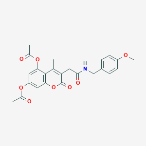 molecular formula C24H23NO8 B357610 3-{2-[(4-methoxybenzyl)amino]-2-oxoethyl}-4-methyl-2-oxo-2H-chromene-5,7-diyl diacetate CAS No. 903588-87-4