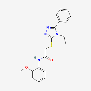 molecular formula C19H20N4O2S B3576113 2-[(4-ethyl-5-phenyl-4H-1,2,4-triazol-3-yl)sulfanyl]-N-(2-methoxyphenyl)acetamide 