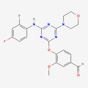 4-{[4-[(2,4-difluorophenyl)amino]-6-(4-morpholinyl)-1,3,5-triazin-2-yl]oxy}-3-methoxybenzaldehyde