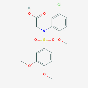 2-{5-CHLORO[(3,4-DIMETHOXYPHENYL)SULFONYL]-2-METHOXYANILINO}ACETIC ACID