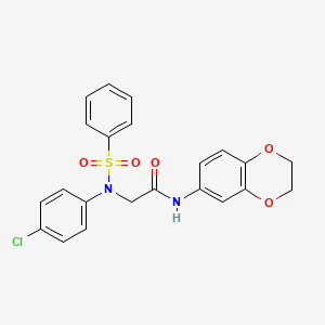 2-[N-(benzenesulfonyl)-4-chloroanilino]-N-(2,3-dihydro-1,4-benzodioxin-6-yl)acetamide