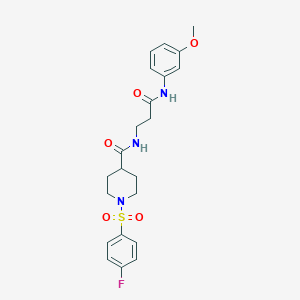 molecular formula C22H26FN3O5S B357616 1-[(4-fluorophenyl)sulfonyl]-N-[3-(3-methoxyanilino)-3-oxopropyl]-4-piperidinecarboxamide CAS No. 903206-59-7