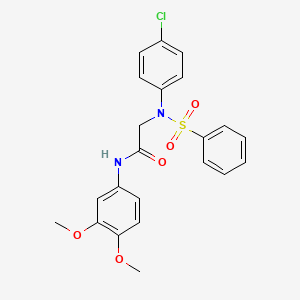 2-[N-(benzenesulfonyl)-4-chloroanilino]-N-(3,4-dimethoxyphenyl)acetamide