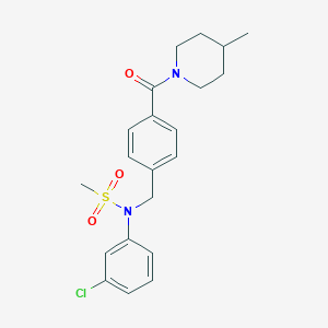 molecular formula C21H25ClN2O3S B3576181 N-(3-chlorophenyl)-N-[[4-(4-methylpiperidine-1-carbonyl)phenyl]methyl]methanesulfonamide 