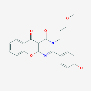 molecular formula C22H20N2O5 B357619 2-(4-methoxyphenyl)-3-(3-methoxypropyl)-3H-chromeno[2,3-d]pyrimidine-4,5-dione CAS No. 896813-74-4