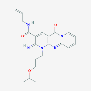 molecular formula C21H25N5O3 B357623 6-Imino-2-oxo-7-(3-propan-2-yloxypropyl)-N-prop-2-enyl-1,7,9-triazatricyclo[8.4.0.03,8]tetradeca-3(8),4,9,11,13-pentaene-5-carboxamide CAS No. 587012-52-0