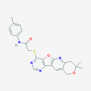 molecular formula C23H22N4O3S B357624 2-[(8,8-dimethyl-7,10-dihydro-8H-pyrano[3'',4'':5',6']pyrido[3',2':4,5]furo[3,2-d]pyrimidin-4-yl)sulfanyl]-N-(4-methylphenyl)acetamide CAS No. 896828-71-0