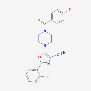 molecular formula C21H16ClFN4O2 B357630 2-(2-Chlorophenyl)-5-(4-(4-fluorobenzoyl)piperazin-1-yl)oxazole-4-carbonitrile CAS No. 903185-55-7