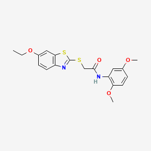 molecular formula C19H20N2O4S2 B3576314 N-(2,5-dimethoxyphenyl)-2-[(6-ethoxy-1,3-benzothiazol-2-yl)thio]acetamide 