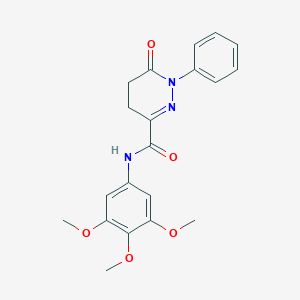 molecular formula C20H21N3O5 B357634 6-oxo-1-phenyl-N-(3,4,5-trimethoxyphenyl)-1,4,5,6-tetrahydro-3-pyridazinecarboxamide CAS No. 883462-31-5
