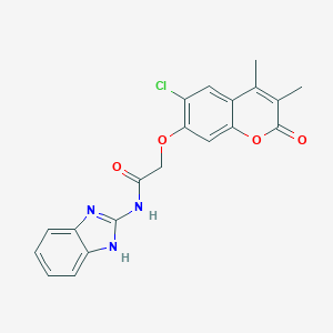 molecular formula C20H16ClN3O4 B357638 N-(1H-benzimidazol-2-yl)-2-[(6-chloro-3,4-dimethyl-2-oxo-2H-chromen-7-yl)oxy]acetamide CAS No. 903195-60-8