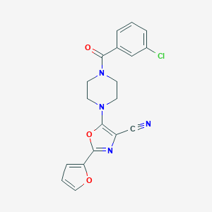 molecular formula C19H15ClN4O3 B357640 5-(4-(3-Chlorobenzoyl)piperazin-1-yl)-2-(furan-2-yl)oxazole-4-carbonitrile CAS No. 903856-56-4