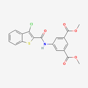 molecular formula C19H14ClNO5S B3576418 1,3-DIMETHYL 5-(3-CHLORO-1-BENZOTHIOPHENE-2-AMIDO)BENZENE-1,3-DICARBOXYLATE 