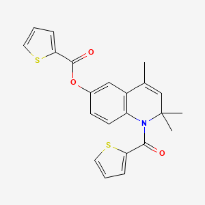 molecular formula C22H19NO3S2 B3576462 2,2,4-TRIMETHYL-1-(THIOPHENE-2-CARBONYL)-1,2-DIHYDROQUINOLIN-6-YL THIOPHENE-2-CARBOXYLATE 