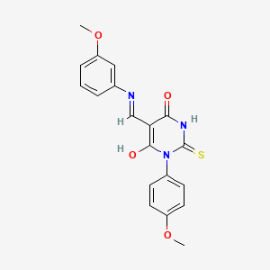 6-Hydroxy-1-(4-methoxyphenyl)-5-[(3-methoxyphenyl)iminomethyl]-2-sulfanylidenepyrimidin-4-one