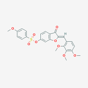 (2Z)-3-oxo-2-(2,3,4-trimethoxybenzylidene)-2,3-dihydro-1-benzofuran-6-yl 4-methoxybenzenesulfonate