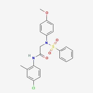 molecular formula C22H21ClN2O4S B3576564 2-[N-(benzenesulfonyl)-4-methoxyanilino]-N-(4-chloro-2-methylphenyl)acetamide 