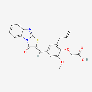 molecular formula C22H18N2O5S B3576626 2-[2-methoxy-4-[(Z)-(1-oxo-[1,3]thiazolo[3,2-a]benzimidazol-2-ylidene)methyl]-6-prop-2-enylphenoxy]acetic acid 