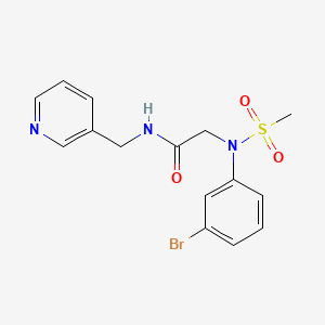 molecular formula C15H16BrN3O3S B3576679 2-(3-bromo-N-methylsulfonylanilino)-N-(pyridin-3-ylmethyl)acetamide 