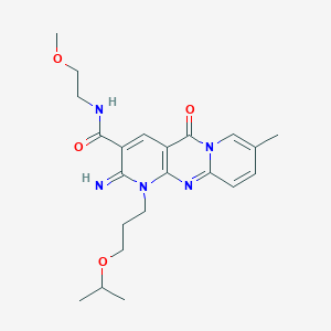 molecular formula C22H29N5O4 B357677 2-imino-1-(3-isopropoxypropyl)-N-(2-methoxyethyl)-8-methyl-5-oxo-1,5-dihydro-2H-dipyrido[1,2-a:2,3-d]pyrimidine-3-carboxamide CAS No. 845809-12-3