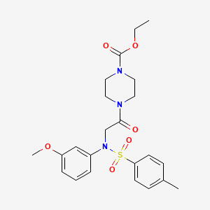 molecular formula C23H29N3O6S B3576797 ETHYL 4-{2-[N-(3-METHOXYPHENYL)4-METHYLBENZENESULFONAMIDO]ACETYL}PIPERAZINE-1-CARBOXYLATE 