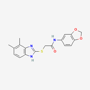 molecular formula C18H17N3O3S B3576812 N-(2H-1,3-BENZODIOXOL-5-YL)-2-[(4,5-DIMETHYL-1H-1,3-BENZODIAZOL-2-YL)SULFANYL]ACETAMIDE 