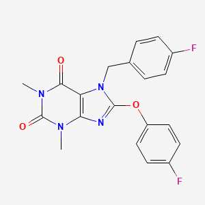 molecular formula C20H16F2N4O3 B3576828 8-(4-FLUOROPHENOXY)-7-[(4-FLUOROPHENYL)METHYL]-1,3-DIMETHYL-2,3,6,7-TETRAHYDRO-1H-PURINE-2,6-DIONE 