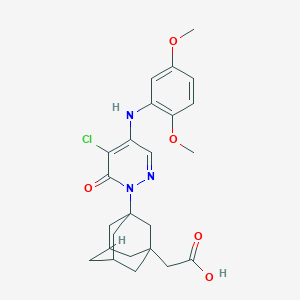 2-[3-[5-Chloro-4-(2,5-dimethoxyanilino)-6-oxopyridazin-1-yl]-1-adamantyl]acetic acid