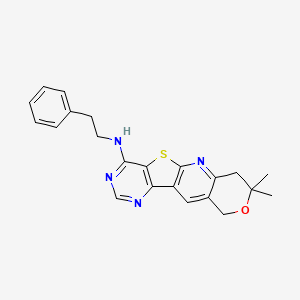 5,5-dimethyl-N-(2-phenylethyl)-6-oxa-17-thia-2,12,14-triazatetracyclo[8.7.0.03,8.011,16]heptadeca-1,3(8),9,11,13,15-hexaen-15-amine