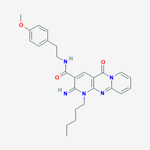 molecular formula C26H29N5O3 B357691 2-imino-N-[2-(4-methoxyphenyl)ethyl]-5-oxo-1-pentyl-1,5-dihydro-2H-dipyrido[1,2-a:2,3-d]pyrimidine-3-carboxamide CAS No. 847247-99-8