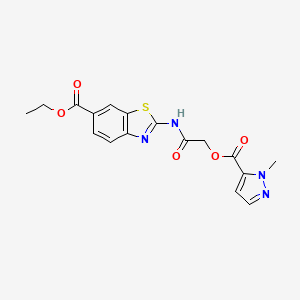 ETHYL 2-[(2-{[(1-METHYL-1H-PYRAZOL-5-YL)CARBONYL]OXY}ACETYL)AMINO]-1,3-BENZOTHIAZOLE-6-CARBOXYLATE