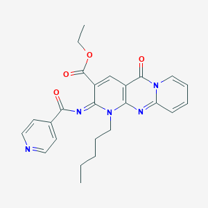 molecular formula C25H25N5O4 B357695 Ethyl 2-oxo-7-pentyl-6-(pyridine-4-carbonylimino)-1,7,9-triazatricyclo[8.4.0.03,8]tetradeca-3(8),4,9,11,13-pentaene-5-carboxylate CAS No. 845900-24-5