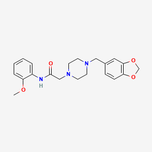 molecular formula C21H25N3O4 B3576956 2-{4-[(2H-13-BENZODIOXOL-5-YL)METHYL]PIPERAZIN-1-YL}-N-(2-METHOXYPHENYL)ACETAMIDE 