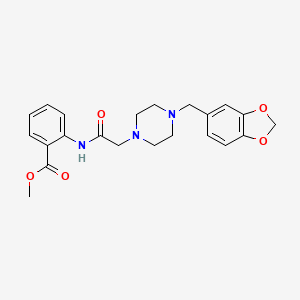 molecular formula C22H25N3O5 B3576964 METHYL 2-(2-{4-[(2H-1,3-BENZODIOXOL-5-YL)METHYL]PIPERAZIN-1-YL}ACETAMIDO)BENZOATE 