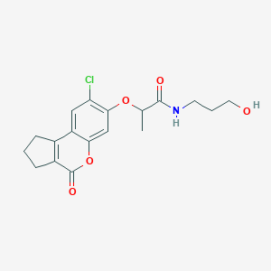 2-[(8-chloro-4-oxo-1,2,3,4-tetrahydrocyclopenta[c]chromen-7-yl)oxy]-N-(3-hydroxypropyl)propanamide