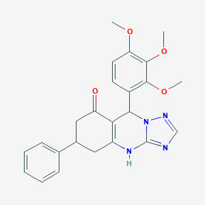 molecular formula C24H24N4O4 B357698 6-phenyl-9-(2,3,4-trimethoxyphenyl)-5,6,7,9-tetrahydro[1,2,4]triazolo[5,1-b]quinazolin-8(4H)-one CAS No. 900256-40-8