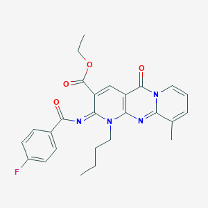 molecular formula C26H25FN4O4 B357701 Ethyl 7-butyl-6-(4-fluorobenzoyl)imino-11-methyl-2-oxo-1,7,9-triazatricyclo[8.4.0.03,8]tetradeca-3(8),4,9,11,13-pentaene-5-carboxylate CAS No. 847339-13-3