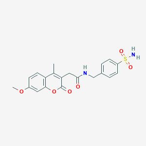 molecular formula C20H20N2O6S B357702 2-(7-methoxy-4-methyl-2-oxochromen-3-yl)-N-[(4-sulfamoylphenyl)methyl]acetamide CAS No. 879590-66-6