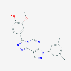 molecular formula C22H20N6O2 B357704 3-(3,4-dimethoxyphenyl)-7-(3,5-dimethylphenyl)-7H-pyrazolo[4,3-e][1,2,4]triazolo[4,3-c]pyrimidine CAS No. 900885-84-9