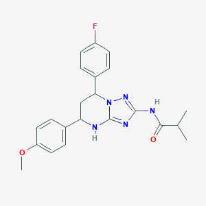 molecular formula C22H24FN5O2 B357707 N-[7-(4-fluorophenyl)-5-(4-methoxyphenyl)-4,5,6,7-tetrahydro[1,2,4]triazolo[1,5-a]pyrimidin-2-yl]-2-methylpropanamide CAS No. 847377-40-6