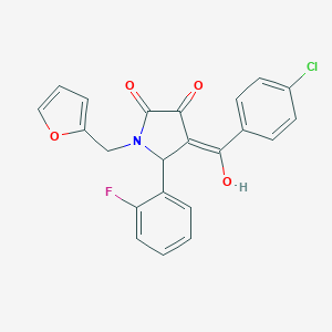 molecular formula C22H15ClFNO4 B357715 4-(4-chlorobenzoyl)-5-(2-fluorophenyl)-1-(2-furylmethyl)-3-hydroxy-1,5-dihydro-2H-pyrrol-2-one CAS No. 799821-08-2