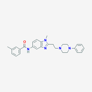 molecular formula C28H31N5O B357718 3-methyl-N-{1-methyl-2-[2-(4-phenyl-1-piperazinyl)ethyl]-1H-benzimidazol-5-yl}benzamide CAS No. 900881-91-6