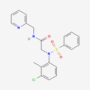 2-[N-(benzenesulfonyl)-3-chloro-2-methylanilino]-N-(pyridin-2-ylmethyl)acetamide