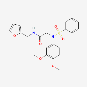 molecular formula C21H22N2O6S B3577237 2-[N-(benzenesulfonyl)-3,4-dimethoxyanilino]-N-(furan-2-ylmethyl)acetamide 