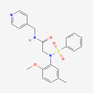 2-[N-(benzenesulfonyl)-2-methoxy-5-methylanilino]-N-(pyridin-4-ylmethyl)acetamide