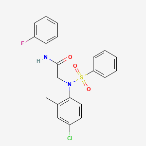 2-[N-(benzenesulfonyl)-4-chloro-2-methylanilino]-N-(2-fluorophenyl)acetamide