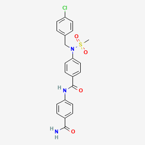 molecular formula C22H20ClN3O4S B3577291 4-[[4-[(4-Chlorophenyl)methyl-methylsulfonylamino]benzoyl]amino]benzamide 