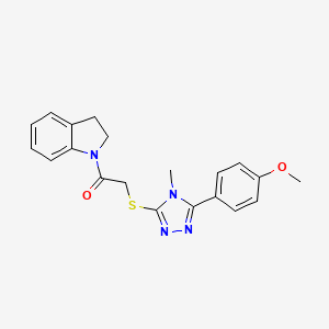 molecular formula C20H20N4O2S B3577300 1-(2,3-dihydro-1H-indol-1-yl)-2-{[5-(4-methoxyphenyl)-4-methyl-4H-1,2,4-triazol-3-yl]sulfanyl}ethanone 