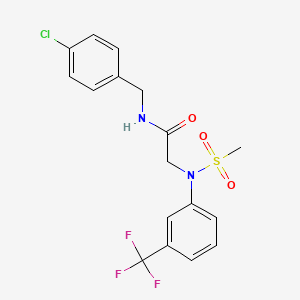 molecular formula C17H16ClF3N2O3S B3577305 N~1~-(4-chlorobenzyl)-N~2~-(methylsulfonyl)-N~2~-[3-(trifluoromethyl)phenyl]glycinamide 